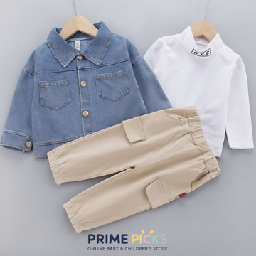 Three-piece baby denim jacket