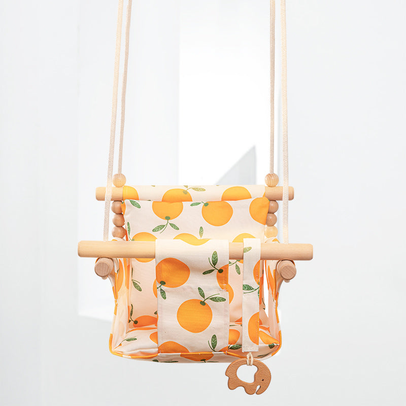 Cotton Canvas Baby Swing Chair Hanging Swing Indoor Outdoor Safety Baby Children's Toy Wooden Seat With Cushion Baby Room Decor