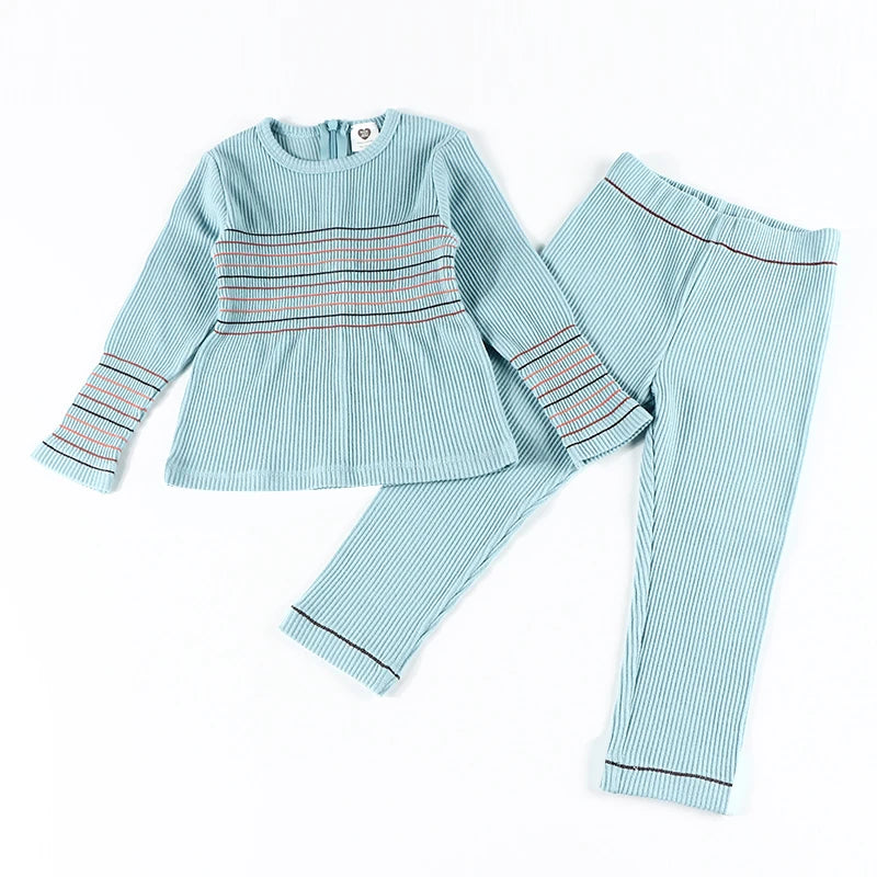 2024 baby top & pants new fall autumn winter ribbed cotton outfit family matching clothes boy & girls clothing long sleeve shirt